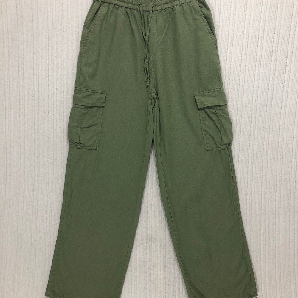 Love Tree Womens Olive Green Cargo Pants Elastic Waist Drawstring Size L